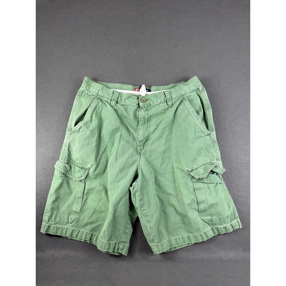 Vintage Chaps Mens Green Cargo Shorts Flat Front Utility Streetwear Outdoor 34